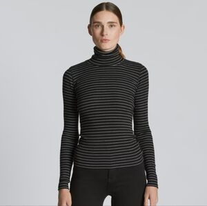 Everlane Luxe Rib Turtleneck in Black and Gray